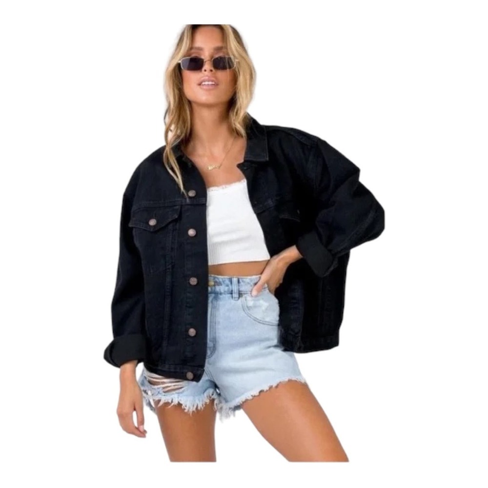 Princess Polly Phoenix Oversized Black Denim Jacket M… Gem